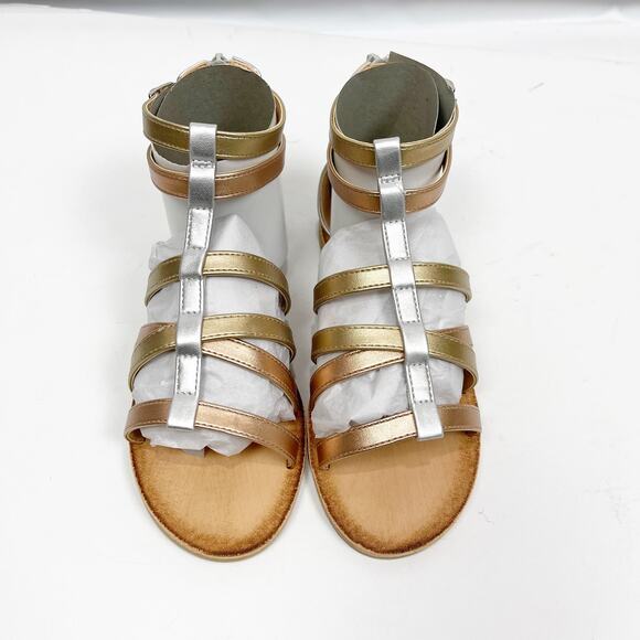 Treasure & Bond Girls Alana Gladiator Sandals Size 2 Silver Gold Metallic NWOB - Picture 4 of 6